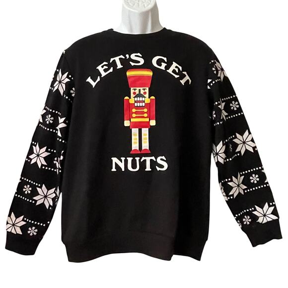 Hybrid Promotions LET'S GET NUTS Ugly Christmas Sweatshirt Size M NWOT - Picture 1 of 4